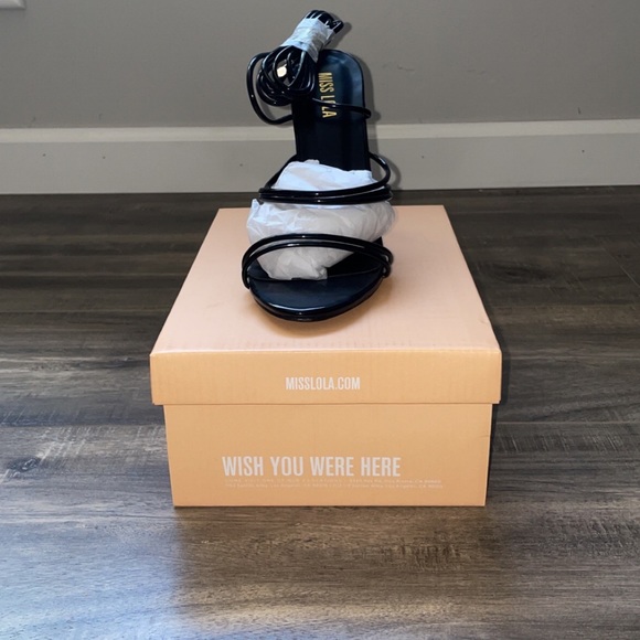 New Birthday Brunch Lace Up Black Heels - Picture 4 of 14